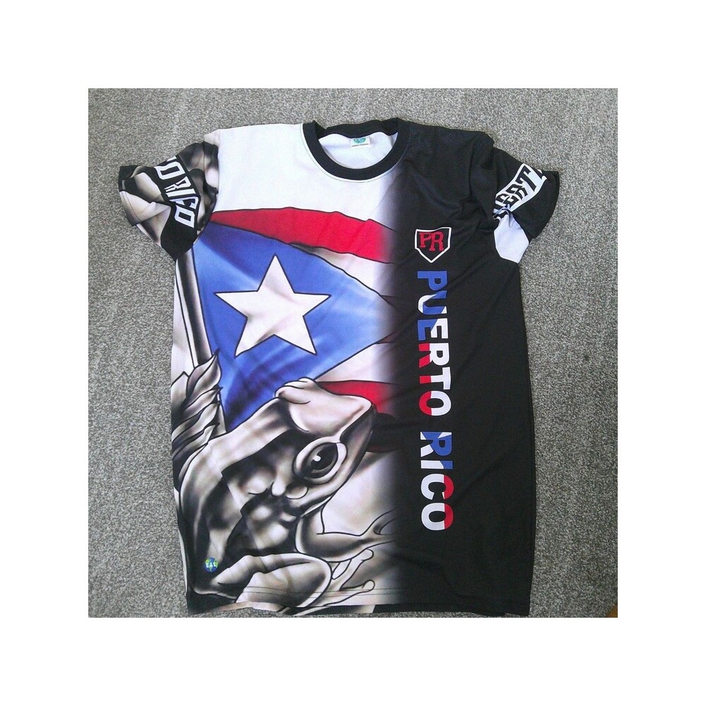Puerto Rico Coqui  State Flag  Adult  XL Short Sleeve Jersey Shirt by E & L